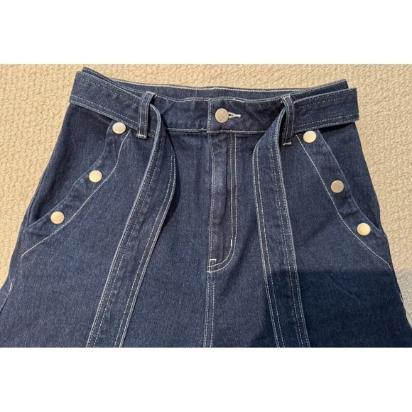 Mink Pink Australian, Wide Leg Jeans, tie belt, dark blue, 29.5 inseam - Picture 8 of 9